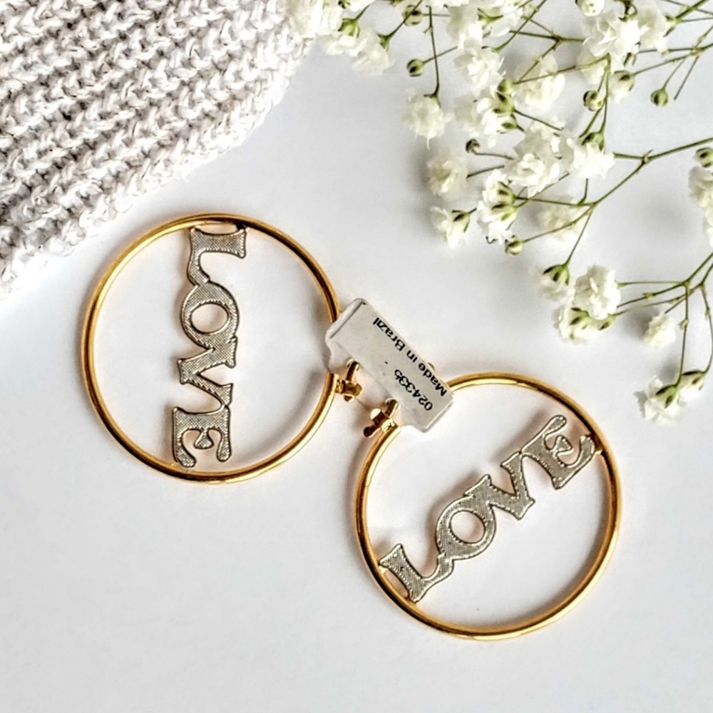 NEW Hoop Earrings Love Silver Gold